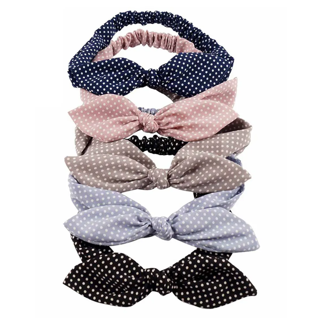 

High Quality Cotton Striped Headband For Women Lady Knotted Bow Rabbit Ear Stretch Cutey Hair Accessories