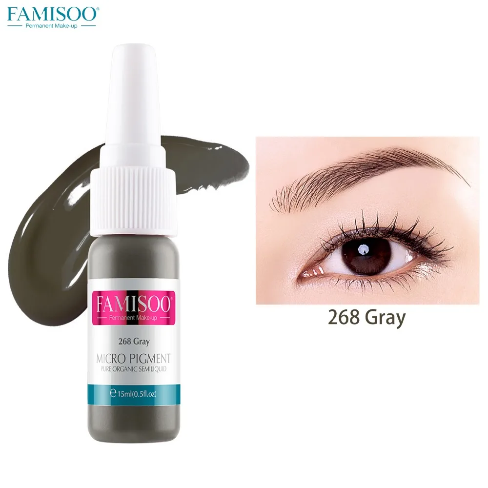 

Famisoo 15ml Gray Tattoo Ink Microblading Permanent Makeup Pigment Tattoo pigmento Body Painting Ink for Tattoo Supplies