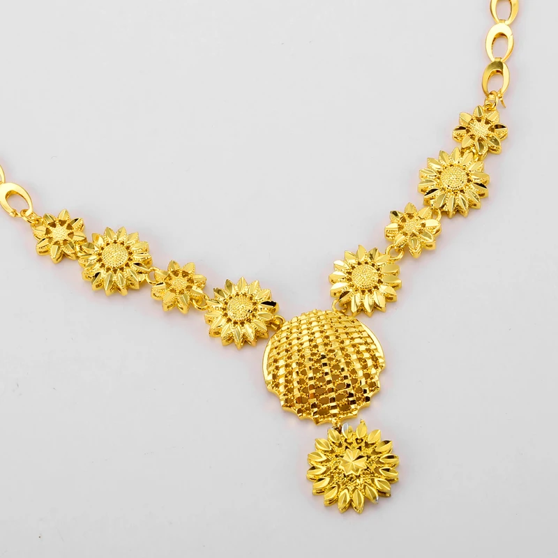 Золотой цвет эфиопские Ювелирные наборы маленькие цветы арабские/африканские ювелирные изделия вечерние ожерелье для подарков/серьги для женщин/девушек