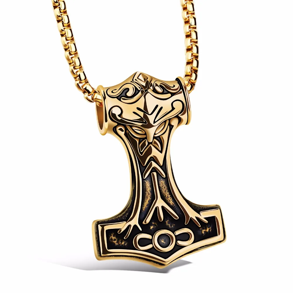 Norse Jewelry Thor Hammer Mjolnir Viking Amulet Pendant Necklace In