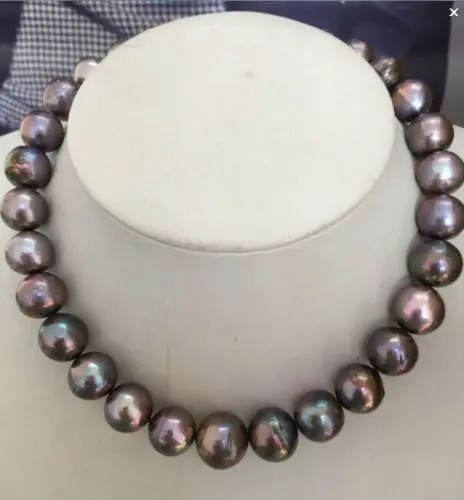

Jew3112 stunning 13-14mm tahitian huge black red pearl necklace