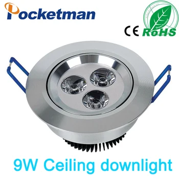 

Wholesale 9W Ceiling downlight Epistar LED ceiling lamp Recessed Spot light AC220v for home illumination Free shipping