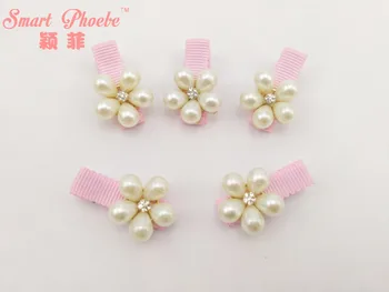 

Retail 2pcs Fashion Cute Pearl Flower Hairpins Solid Glitter Gemstone Floral Hair Clips Princess Headwear Hair Accessories
