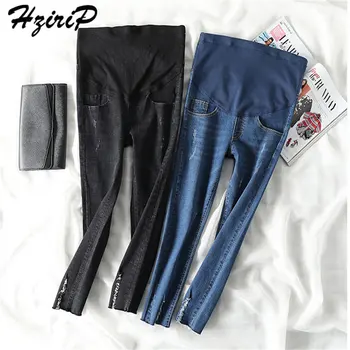 

Hzirip Any Two Pcs Freeshipping Pregnant Elastic 2019 Simple Maternity Casual Summer Care Belly Denim Plus Ankle Length Pants