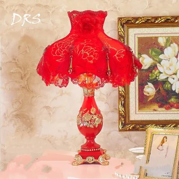 

Chinese Wedding Table Lamps Wedding Room Bedside Lighting Bedroom Red Wedding Gift Table Lights Luxury European Princess Deco
