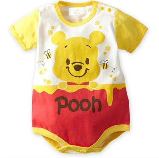 Новая летняя стильная футболка с короткими рукавами, платье для девочек, хлопковый комбинезон для новорожденных, Детский боди, пижама для мальчиков с изображением Микки и Минни