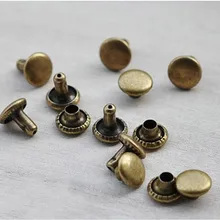 9 мм круглые Кепки с металлическими заклепками, с двойной головкой антикварные бронзовые металлические заклепки