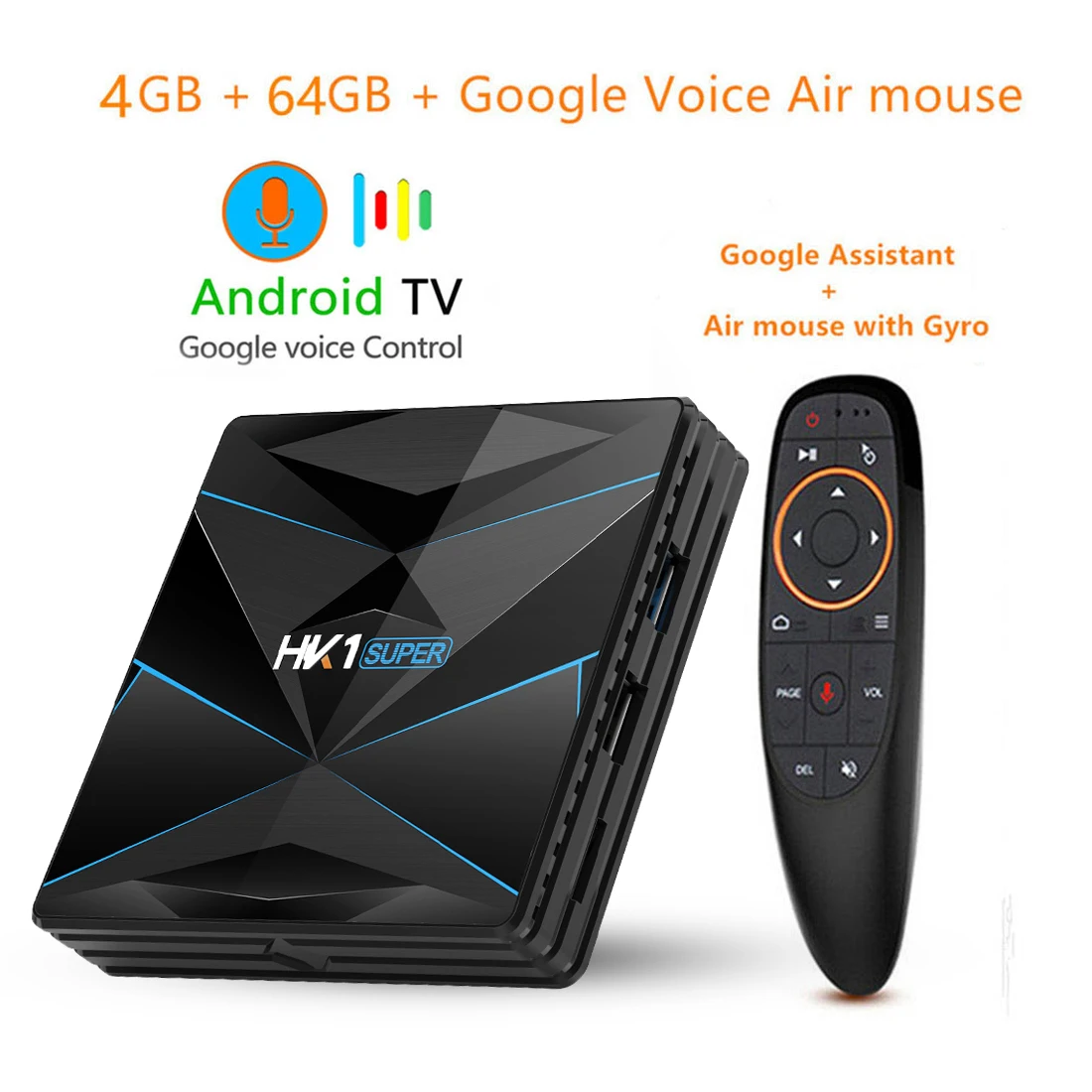 Transpeed Android 9,0 ТВ приставка Google Assistant RK3318 4K 3D Ultra 4G 64G tv Wifi Play Store bluetooth быстрая приставка - Цвет: 6G 64G with voice