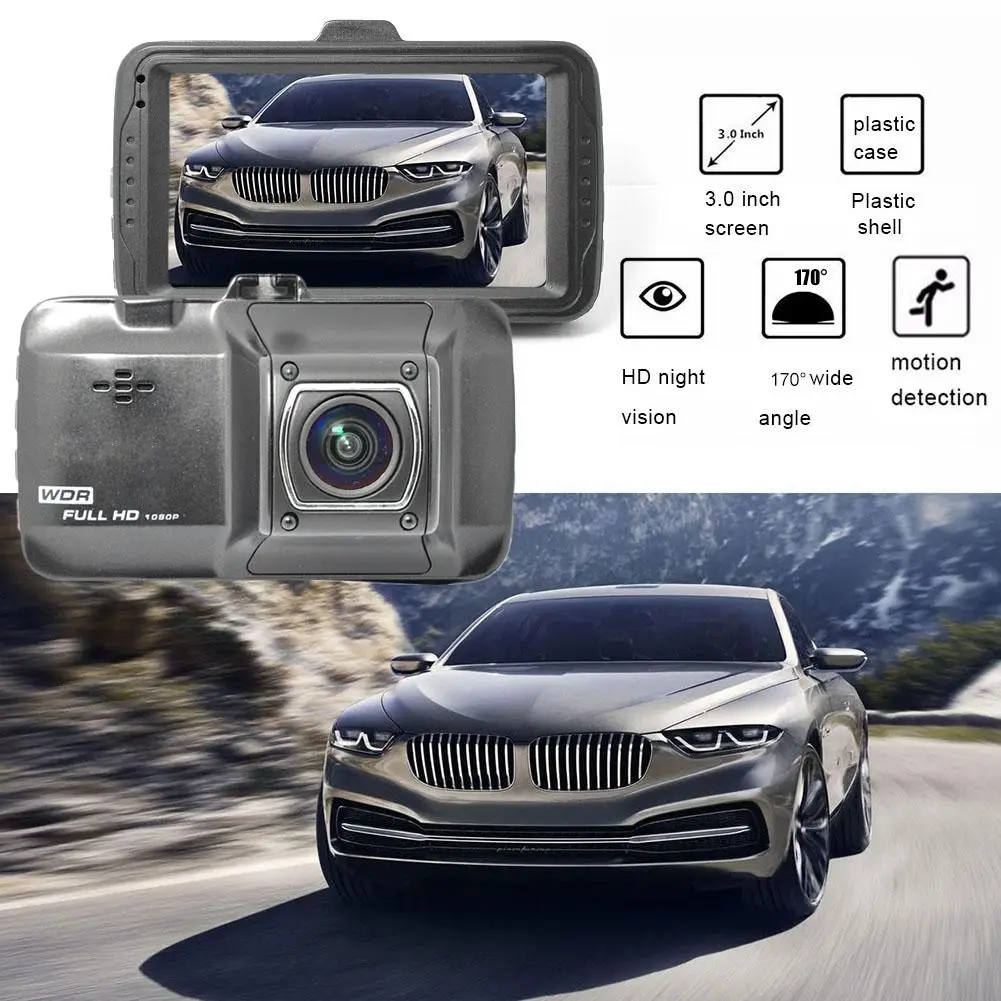 Автомобильный видеорегистратор 3 дюйма HD угол обзора 170 градусов g датчик
