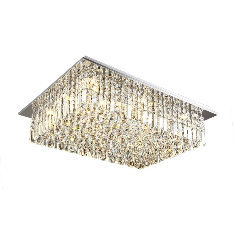 

Simple modern LED rectangular living room crystal lamp bedroom 1 m 1.2 m hotel lobby ceiling lamp lighting fixture led crystal