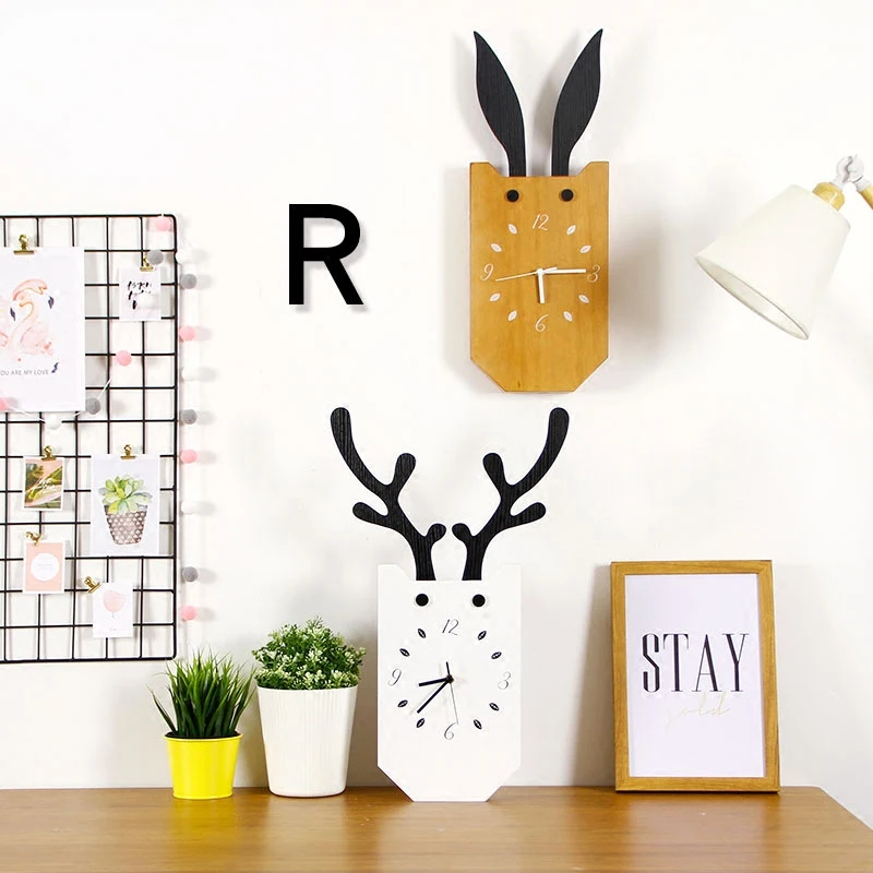 

Nordic deer, creative clock, super mute, girl room, table, cartoon, lovely clock