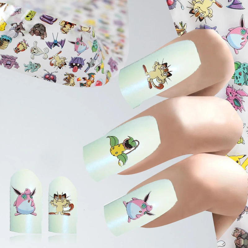 1 шт мультяшная Фольга для ногтей pokemon& mouse& fashion girl наклейки для пленка для ногтей переводная наклейка для ногтей