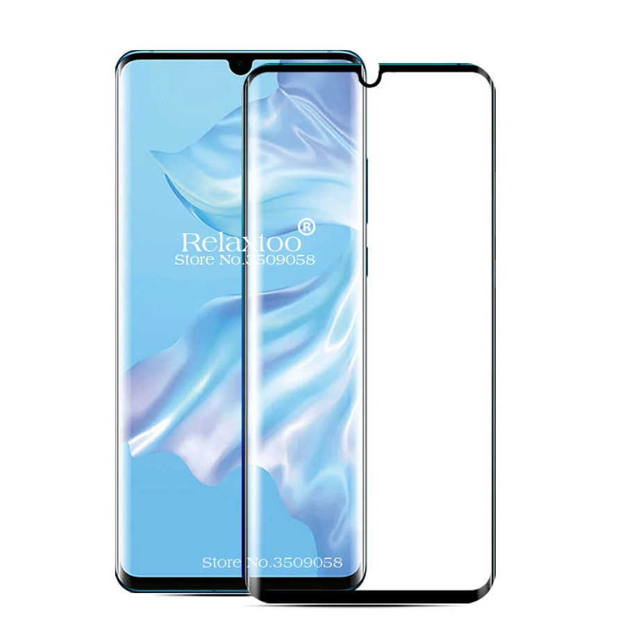 10D изогнутое стекло для huawei P30 Pro Lite на светильник Hauwei P 30 Pro закаленное стекло P 30Lite P30Pro защитная пленка - Цвет: Черный