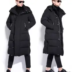 Зимние Snowimage Для мужчин; гусиный пух пальто мужской с капюшоном ультра длинный абзац, выше колена толстый слой