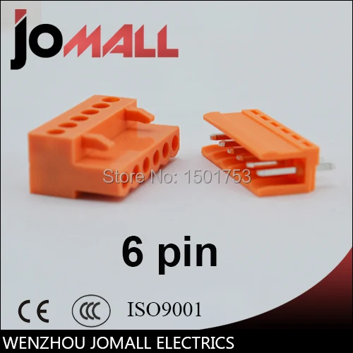 

5.08mm Pitch 6 pin 6 way orange color Terminal Block Plug Connector