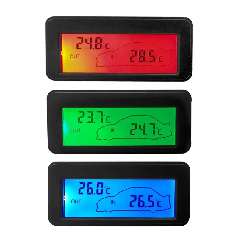 DC12V Цифровой Автомобильный термометр, Мини ЖК-измеритель температуры автомобиля, цифровой синий задний светильник, автомобильные аксессуары