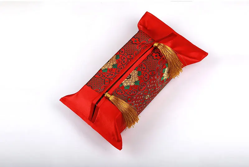

Tissue box case fashion red cloudy2 top grade room decoration Chinese traditional classical style silk brocade fabric