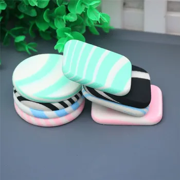 

2 Pcs/Set High Quality Stripes Cotton Pads Reusable Soft Make up Facial Remover Powder Puff Round Square Cosmetic Cleaning Pads