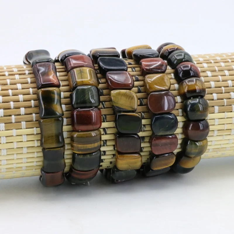 Многоцветный Тигр камень эластичный браслет DIY Камень Многоэлементный коллокации женщин красивые ювелирные изделия Пять форм можно выбрать