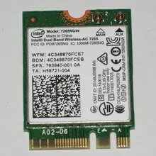 Карта для двухдиапазонного беспроводного переменного тока Intel 7265 7265NGW 802.11ac 867 M 2x2 WiFi+ Bluetooth 4,0 867 Мбит/с Карта NGFF hp 756751 793840
