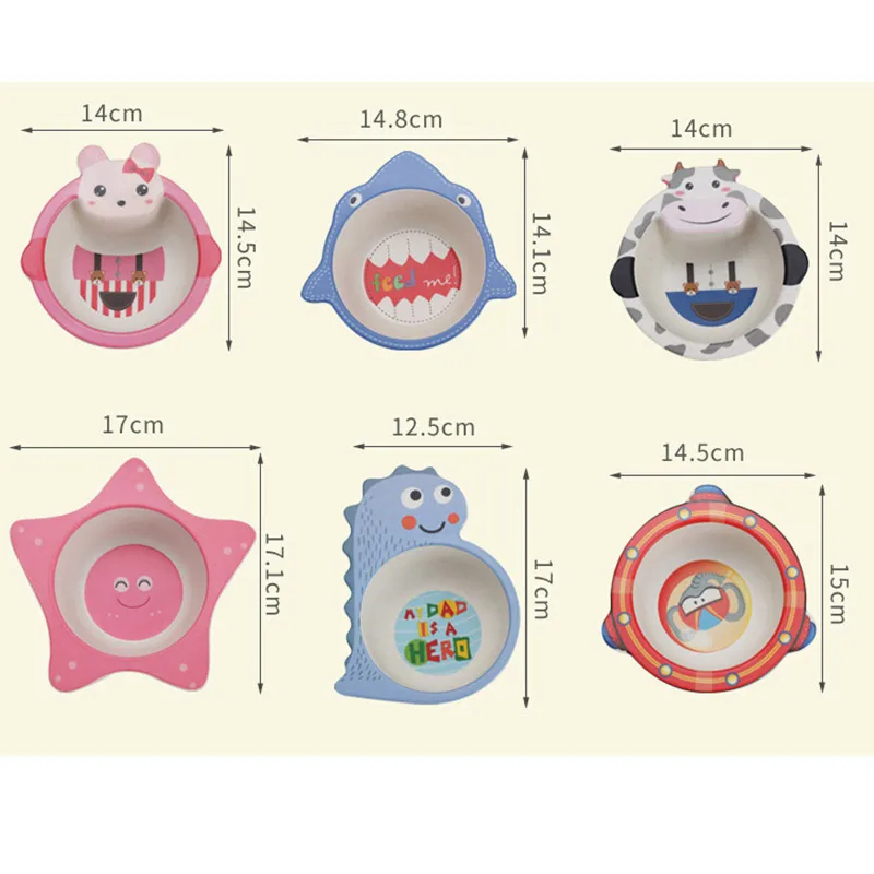 Bamboo Fiber Children's Dishes Cartoon Animal Baby Feeding Bowl Creative Food Supplement Bowls Kids Tableware Gift Dinnerware