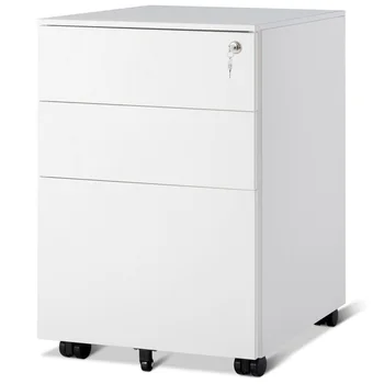 

3 Drawer Filing Cabinet Locking Pedestal Desk Lockable File Cabinet with 2 Keys Durable Steel Construction Documents DeskHW61167