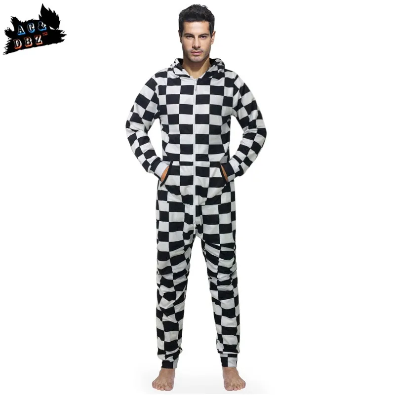 

AC&DBZ Fashion Brand Set 3D Black and White Plaid Print Men and Women Jumpsuits & Rompers Bag Comfortable Casual Zip Hooded Set