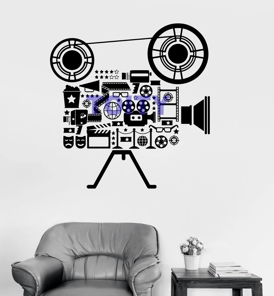 Vinyl Wall Decal Cinema Movie Camera Art Decor Mural Film Projector