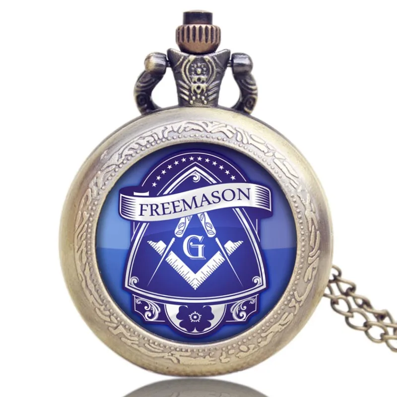 Горячая масонские Freemason Freemasonry тема стеклянный купол кварцевые карманные часы с цепочкой ожерелье