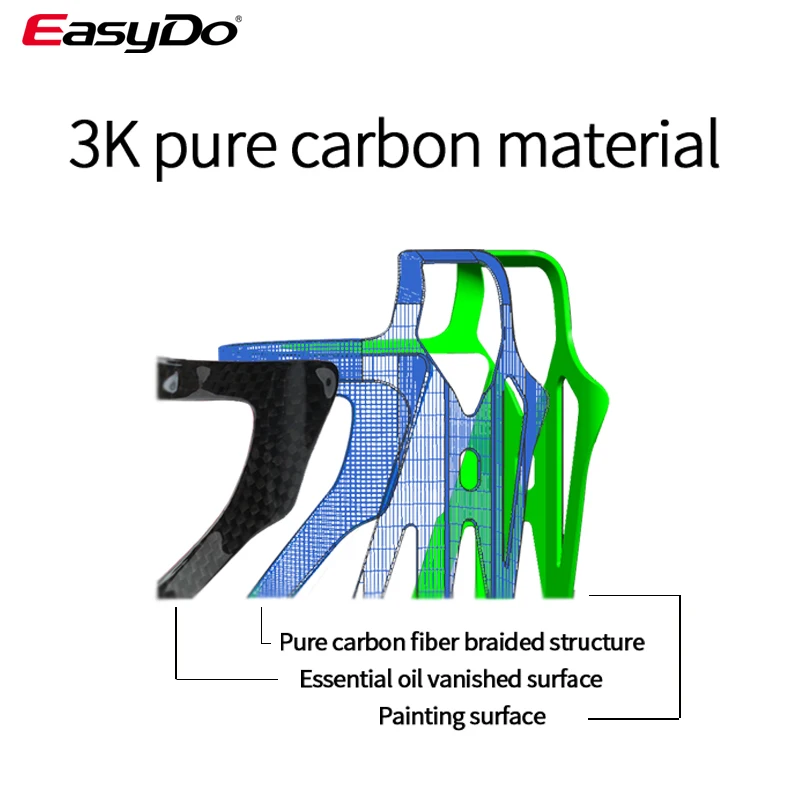 Велосипед EASYDO держатель для бутылки с водой, велосипедный флягодержатель, чистый 3K карбоновое волокно, 24 г, фиксированная шестерня, клетка для чайника, Аксессуары для велосипеда
