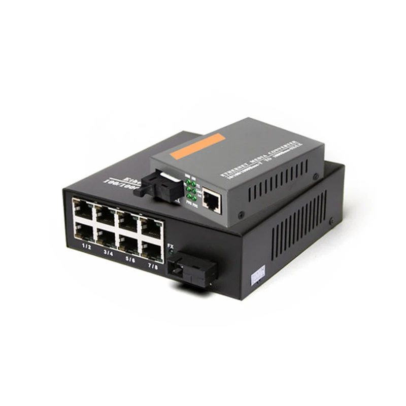 1 sc интерфейс и 8 портов RJ45 Ethernet swltch конвертер htb-3100ab 1000 м один Волокно 20 км Оптическое волокно получатель 1 пара