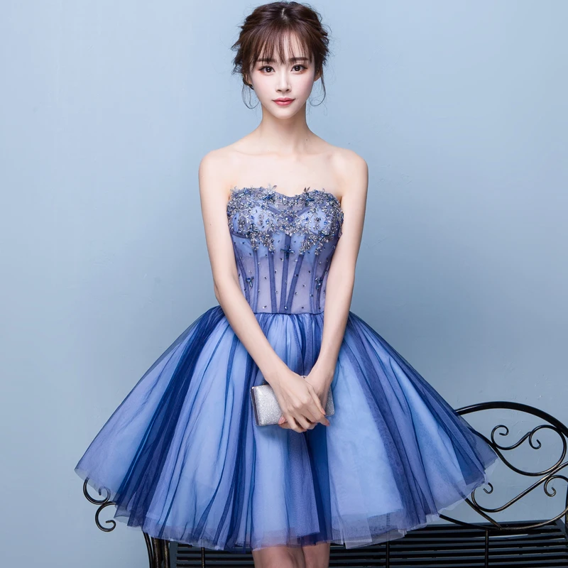 royal blue tube top dress