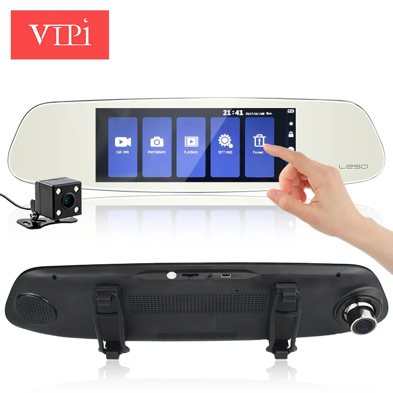 

7" Touch Screen Car DVR Rearview Mirror Auto DVRs Dual Lens Dash Camera FHD1080p Night Vision Parking Recorder Registrator Cam