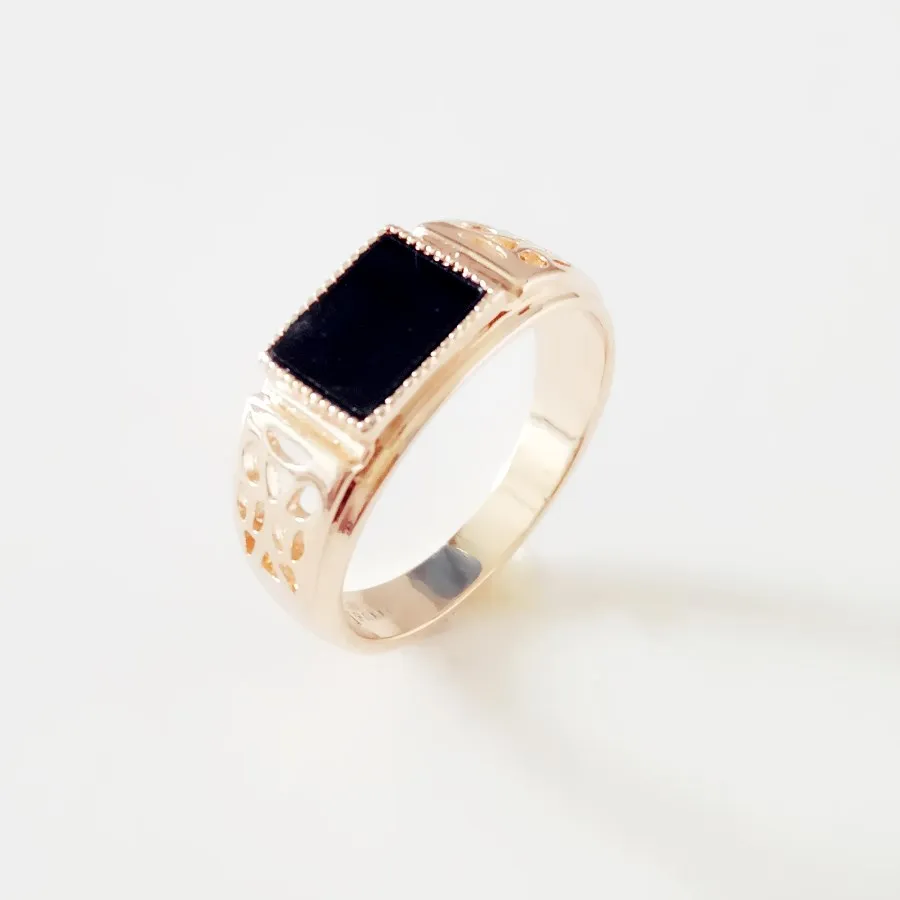 

Anniebell 2018 New 585 Rose Gold Color Men Rings Black Cubic Zircon Wedding Men Jewelry Trendy Vintage Gold Color Men Rins