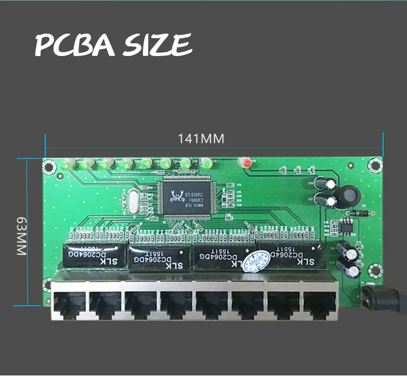Ethernet коммутатор 8 портовый модуль PCBA монтажный металлический чехол машинное оборудование Устройства кабельные коробки супер категория 5 сетевой кабель