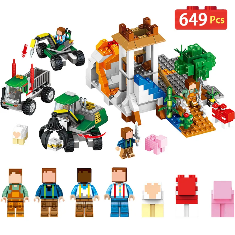 

Technic Blocks LegoINGLYS Minecrafted Series Volcanic Mine Eductional Bricks Model Building Blocks DIY Enlighten Toys For kids
