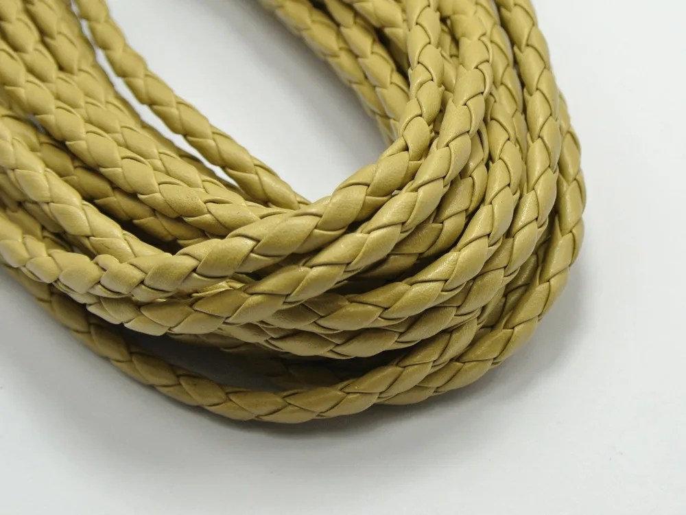 

16.4 Feets Khaki Color Round Braided Bolo Leatherette Jewelry Cord 5mm