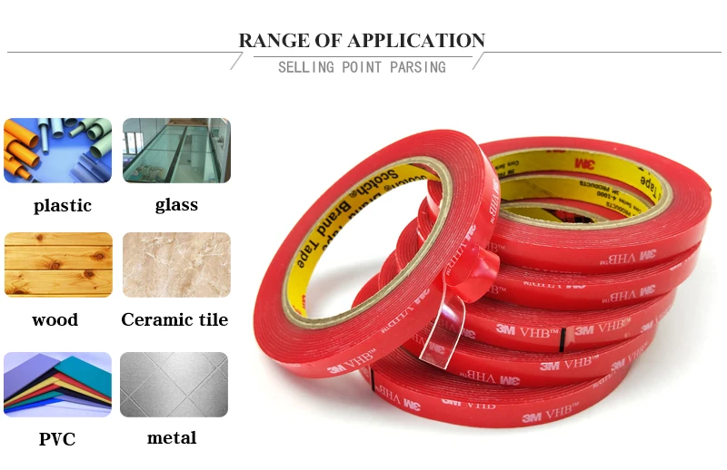 Ясный 3M акриловая, VHB клейкая лента 1,0 мм толщиной, 3 м 4910 высокотемпературная прозрачная акриловая поролоновая лента, мы можем предложить любой размер