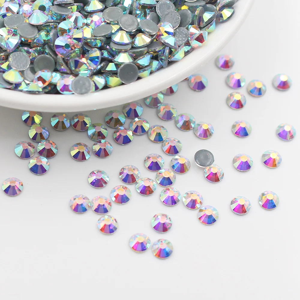 Ss20 Shiny CrystalAB Smooth Glue Flatback Nails Rhinestones Strass