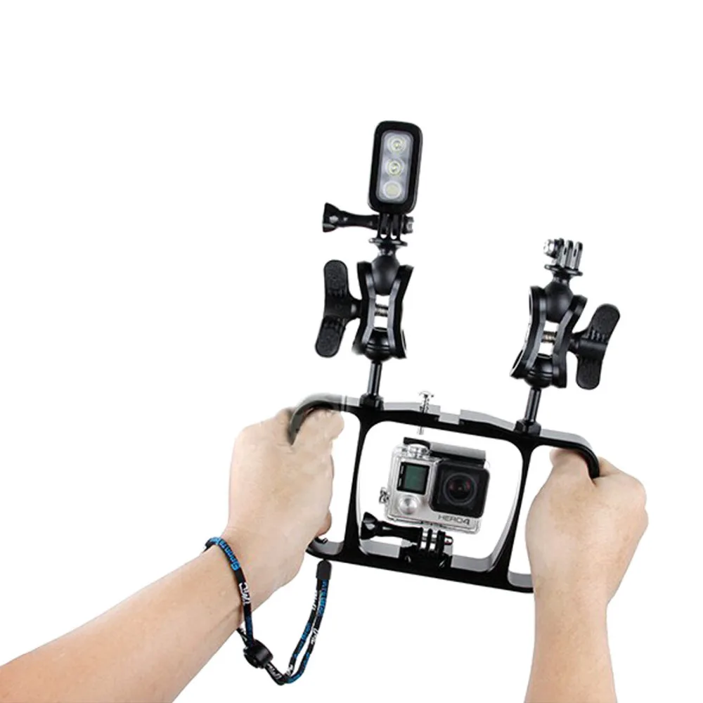 Dual Arm Scuba Diving Dive Bracket Flashlight Tray Stabilizer Mount for Gopro Sony SJCAM Action Camera