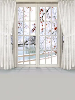 

Winter scenic Photography backgrounds window snow vinyl Christmas photo backdrops For Photography Studio accessories