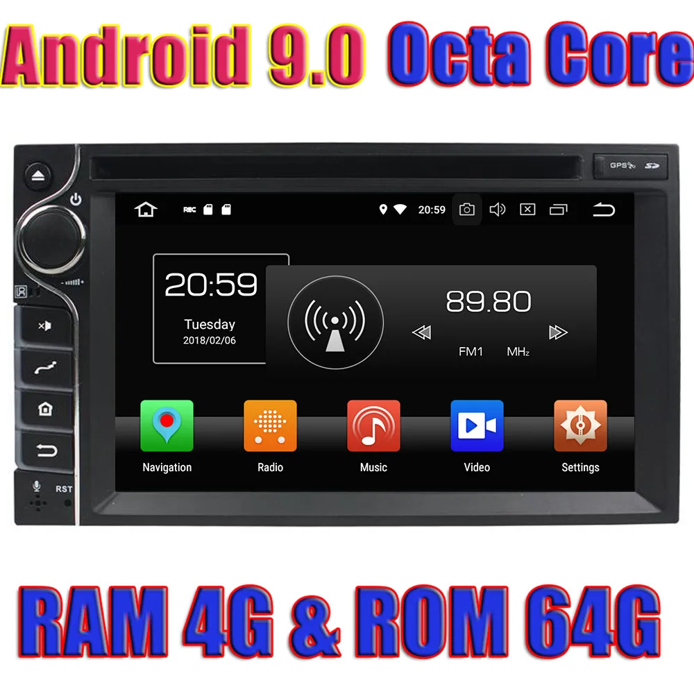 WANUSUAL Android 9.0 Car GPS Navigation DVD Player For Universal Radio Automagnitol Octa Core 64G 4G Ram Two Din with Free Maps |