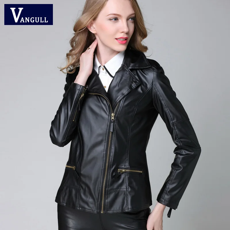 Finest  2016 New Elegant Autumn Winter Leather Jacket Women's Short Black RED PU Leather Coat Ladies Slim M