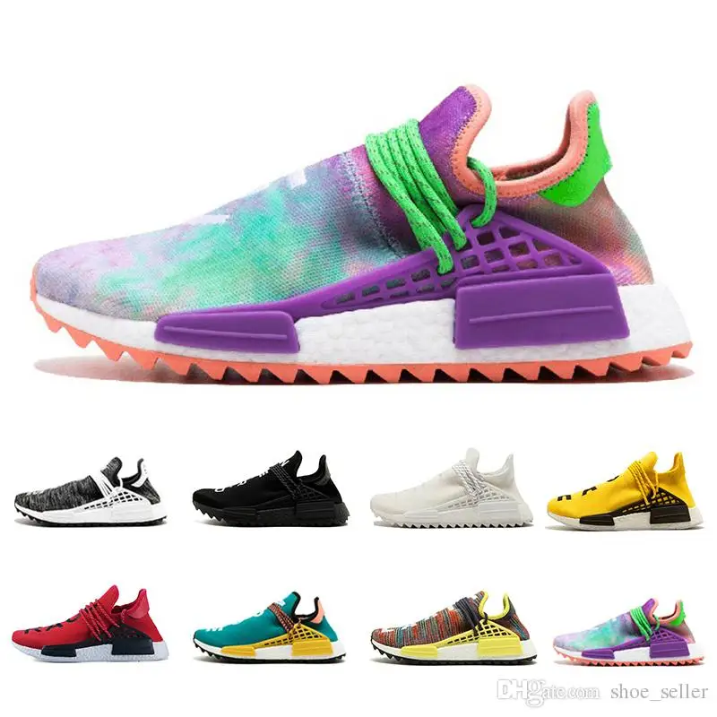 

Human Race Running Shoes pharrell williams Hu trail Cream Core Black nerd Equality holi trainers Mens Women Sports sneaker