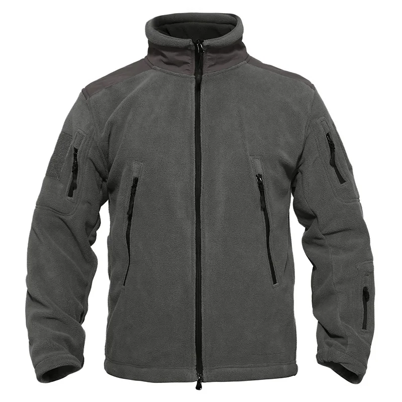TACVASEN, армейская флисовая куртка, брендовая мужская куртка, пальто, зимняя теплая одежда, мульти карман, тактическая куртка, утепленные военные куртки - Цвет: Gray