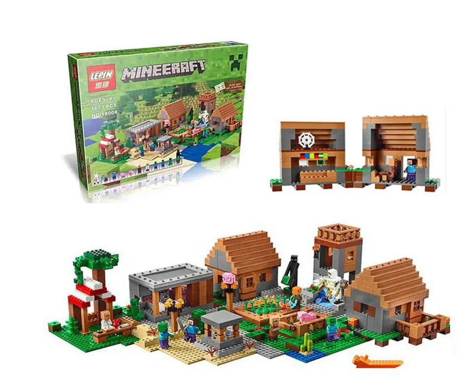 

LEPIN 18008 1673pcs Minecrafted My World Series Village Model Building Blocks Bricks Model Compatible 21128 Toys for Children