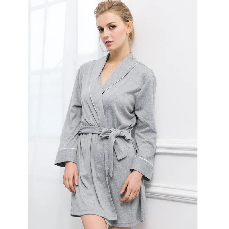 Пижамы халат женский халат Peignoir Femme осень зима теплое красное японское кимоно одежда для сна плюс размер Дамская Домашняя одежда T333 - Цвет: Серый
