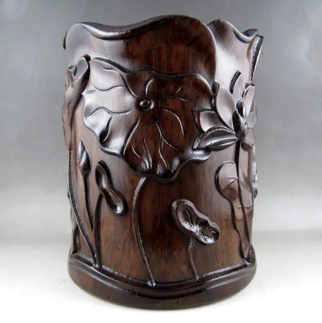 

Beautiful Chinese Unique HuaLi Wood Carved Brush Pot