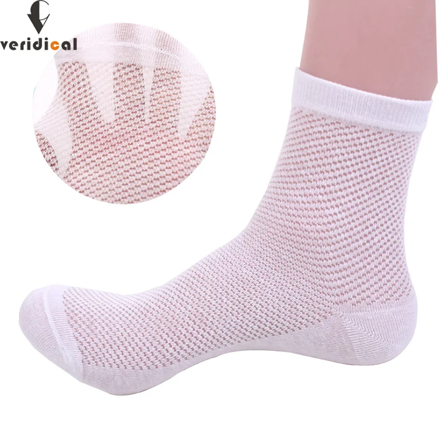 VERIDICAL 5 pairslot men short socks breathable mesh cool socks for male skarpetki meia masculina Solid ankle socks werk sokken