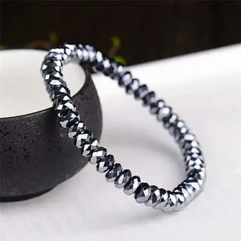 

6mm Genuine Natural Terahertz Wave Gems Bracelets Round Bead For Women Female Men Party Gift Powerful Stretch Bracelet AAAAA
